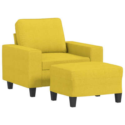 vidaXL Fotel z podnóżkiem, jasnożółty, 60 cm, tkanina