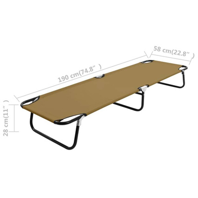 vidaXL Składany leżak, taupe, stal