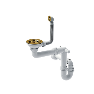 Odpływ zatyczkowy 3 1/2" z syfonem 1-komorowy PVD złoty (GRANIT-pionowy), save space,bez logo, kolekcja Art Impressions