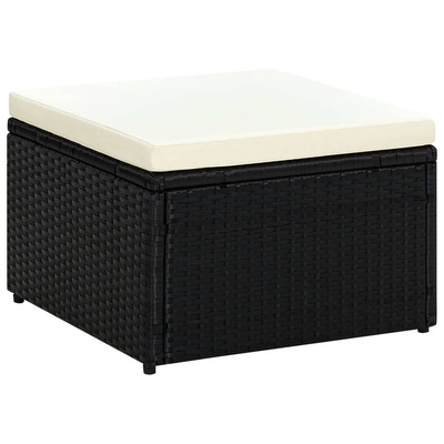 Puf 53 x 53 x 30 cm, polirattanowy, czarny