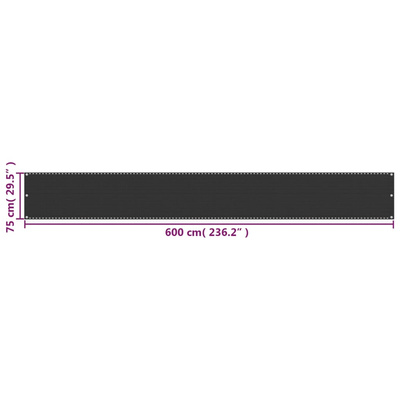 Parawan ogrodowy HDPE 75x600 cm Antracyt