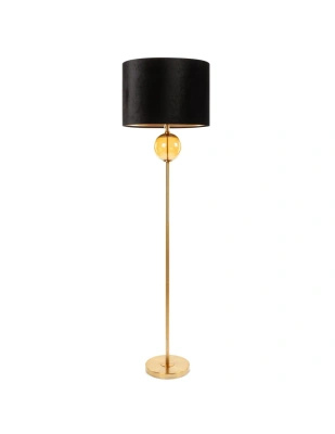 Lampa podłogowa LEONA czarny połysk E27 100W złota