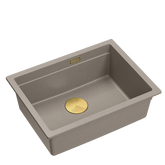 LOGAN 100 GraniteQ zlewozmywak soft taupe 59,5x45,1x21,5 cm 1-komorowy podwieszany z syfonem manualnym złoty