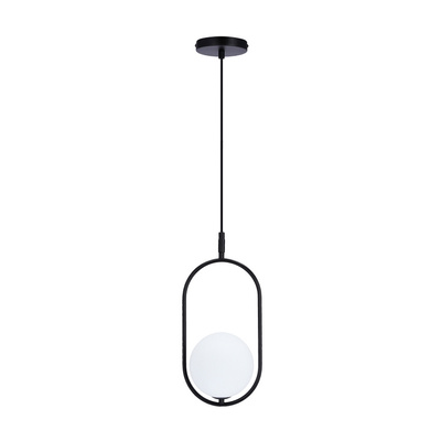 Lampa wisząca CORDEL elegancka - czarna z białym kloszem kulką - nowoczesne oświetlenie salonu i łazienki 1x G9 LED