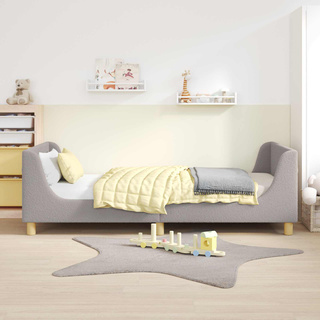 Łóżko Dziecięce z Ramą i Zagłówkiem jasnoszary 90x200 cm Bouclé