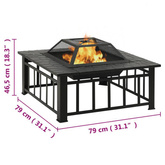 vidaXL Palenisko z pogrzebaczem, 79x79x46,5 cm, XXL, stal