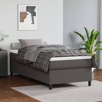 vidaXL Łóżko kontynentalne z materacem, szare, ekoskóra 80x200 cm model standard