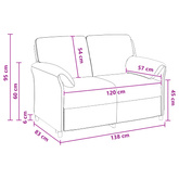 Sofa dwuosobowa ciemnoszary 138 x 83 x 95 cm Welur