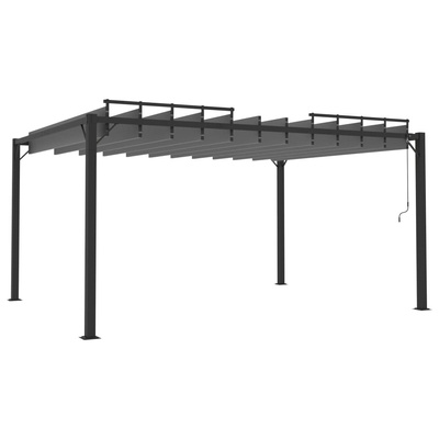 vidaXL Altana z żaluzjowym dachem 3x4 m, antracyt, tkanina i aluminium