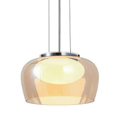 Lampa wisząca Insieme 35 szklana z kloszem bursztynowym nad stół