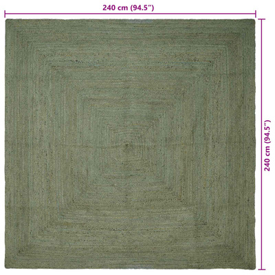 Dywany pokojowe Kwadrat Oliwkowy zielony 240 x 240 cm Juta