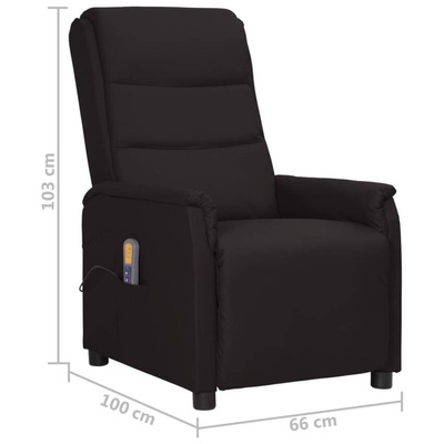 vidaXL Podnoszony fotel masujący, czarny, sztuczna skóra model standard