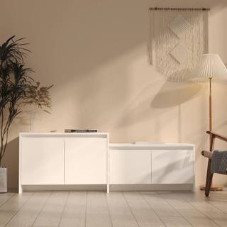 Szafka pod TV, biała, 146,5x35x50 cm, materiał drewnopochodny