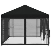 Altana z bokami 6 x 3 m Czarny Poliester i Stal 190