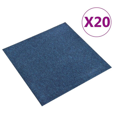 vidaXL Podłogowe płytki dywanowe, 20 szt., 5 m?, 50x50 cm, niebieskie