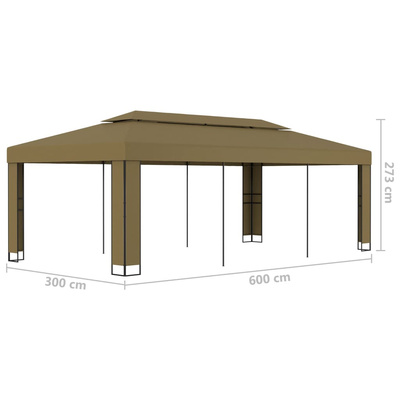 Altana z podwójnym dachem, 3x6 m, taupe, 180 g/m?