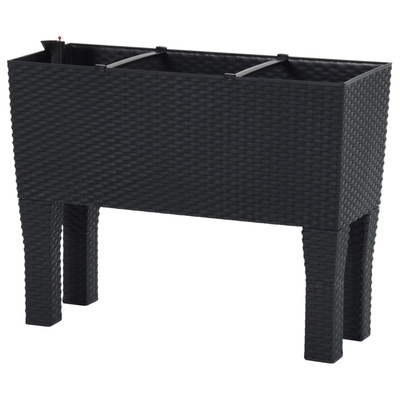 Podwyższona donica, antracytowa, 60x25x46 cm, rattan PP