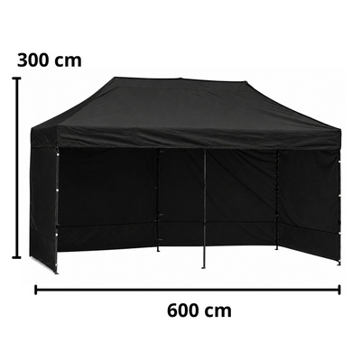 Namiot Ekspresowy Ogrodowy Cateringowy Pawilon Handlowy Czarny 3x6 M
