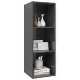 vidaXL Wisząca szafka pod TV, wysoki połysk, szara, 37x37x107 cm