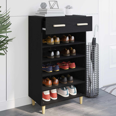 Szafka na buty z szufladą z półką Czarny Dąb 60 x 35 x 105 cm