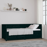 vidaXL Łóżko dzienne, czarne, 90x200 cm, lite drewno sosnowe model standard