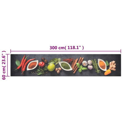 vidaXL Dywanik kuchenny, wzór w przyprawy, 60x300 cm, aksamit wariant 5