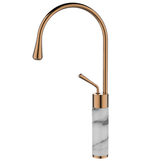 Wysoka bateria umywalkowa GABRO biały/miedź  Invena