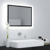 vidaXL Lustro łazienkowe LED, wysoki połysk, czarne, 60x8,5x37, akryl