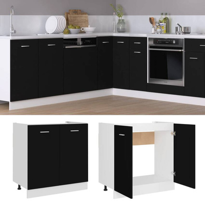 vidaXL Szafka pod zlew, czarna, 80x46x81,5 cm, materiał drewnopochodny