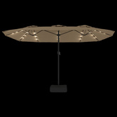 Podwójny parasol ogrodowy z LED, kolor taupe, 449x245 cm
