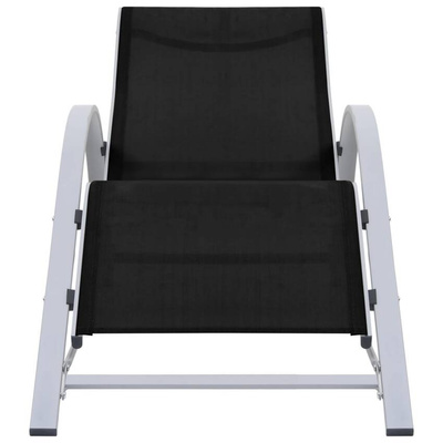 vidaXL Leżaki ze stolikiem, 2 szt., aluminium, czarne