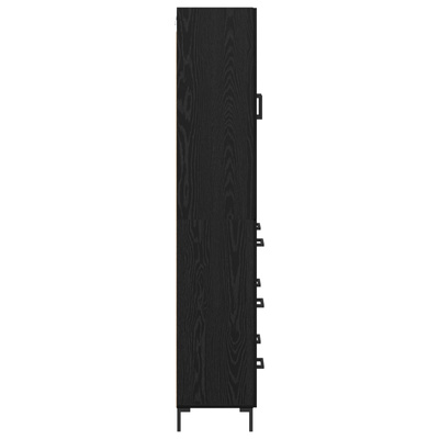 Highboard Czarny Dąb 69,5 x 34 x 180 cm Drewno inżynieryjne