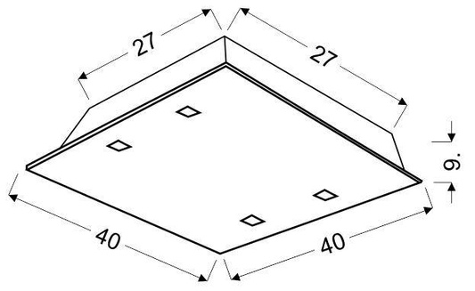 Plafon szklany lampa kwadrat LED 16W 6500K 40x40cm Arty Candellux 10-61027