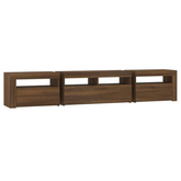 vidaXL Szafka pod TV z oświetleniem LED, brązowy dąb, 210x35x40 cm