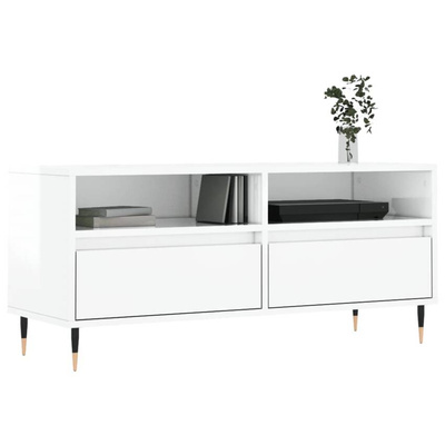 vidaXL Szafka pod TV, wysoki połysk, biała, 100x34,5x44,5 cm wariant 4