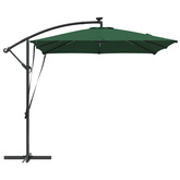 Parasol plażowy z paskami LED Zielony 249 x 249 x 250 cm