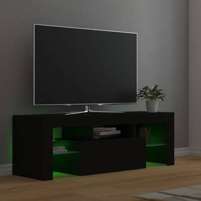 vidaXL Szafka pod TV z oświetleniem LED, czarna, 120x35x40 cm