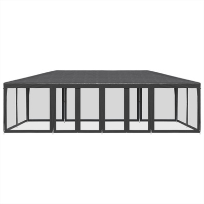 Namiot imprezowy z 12 ścianami z siatki, antracyt, 8x4 m, HDPE