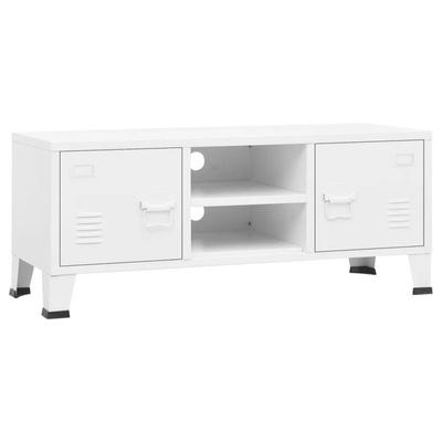 vidaXL Industrialna szafka pod TV, biała, 105x35x42 cm, metalowa