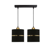 Lampa wisząca z abażurami Assam czarna złoty pasek podwójna do jadalni