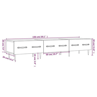 vidaXL Szafka pod TV, czarna, 150x36x30 cm, materiał drewnopochodny