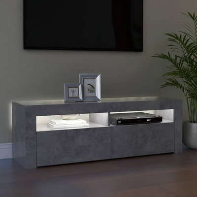 vidaXL Szafka pod TV z oświetleniem LED, szarość betonu, 120x35x40 cm