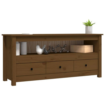 vidaXL Szafka pod TV, miodowy brąz, 114x35x52 cm, lite drewno sosnowe