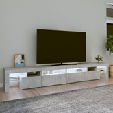 vidaXL Szafka pod TV z oświetleniem LED, szarość betonu, 260x36,5x40cm