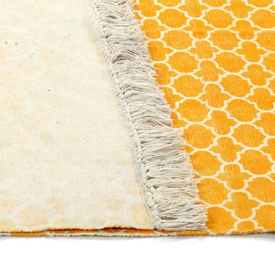 vidaXL Dywan typu kilim, bawełna, 120 x 180 cm, żółty ze wzorem