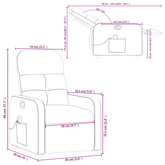 vidaXL Rozkładany fotel masujący, kremowy, obity tkaniną