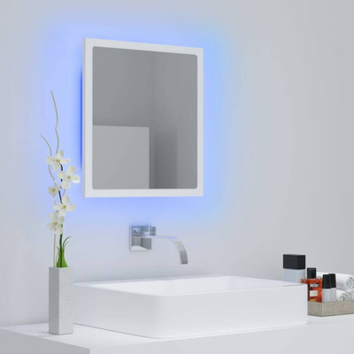 vidaXL Lustro łazienkowe LED, białe, 40x8,5x37 cm, akryl