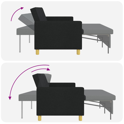 Rozkładana sofa Czarny tkanina