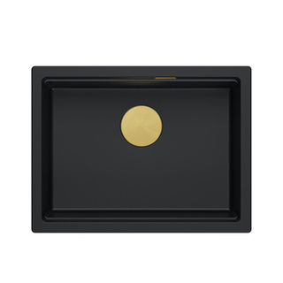 LOGAN 100 GraniteQ zlewozmywak pure carbon 59,5x45,1x21,5 cm 1-komorowy wpuszczany z syfonem manualnym złoty
