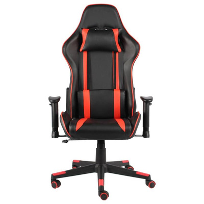 vidaXL Obrotowy fotel gamingowy, czerwony, PVC